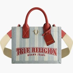 True Religion Striped Denim Crossbody Handbag